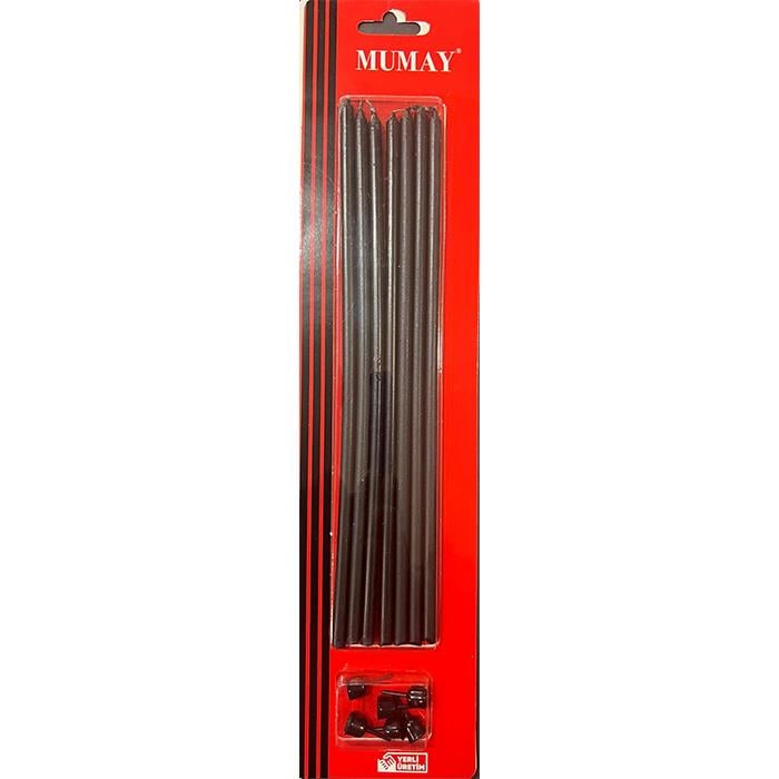Mum Ve MeşaleSiyah 20 cm 7'li Mum 10 Paket