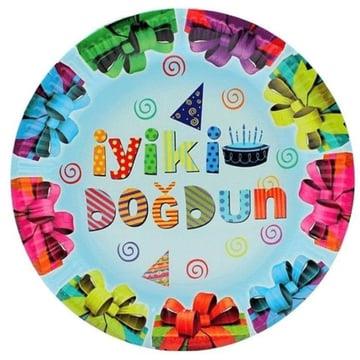 Temalı Ürünlerİyi Ki Doğdun Mavi Tabak 23cm 8'li