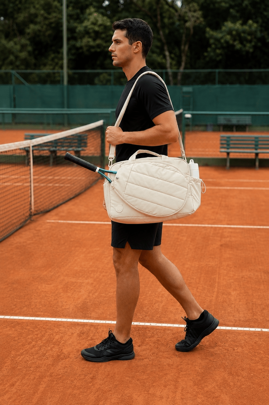 İcone Bag Paraşüt Kumaş Raket Gözlü Tenis Çantası, Spor Çantası Ve Tenis Çantası, Padel Çantası BEJ