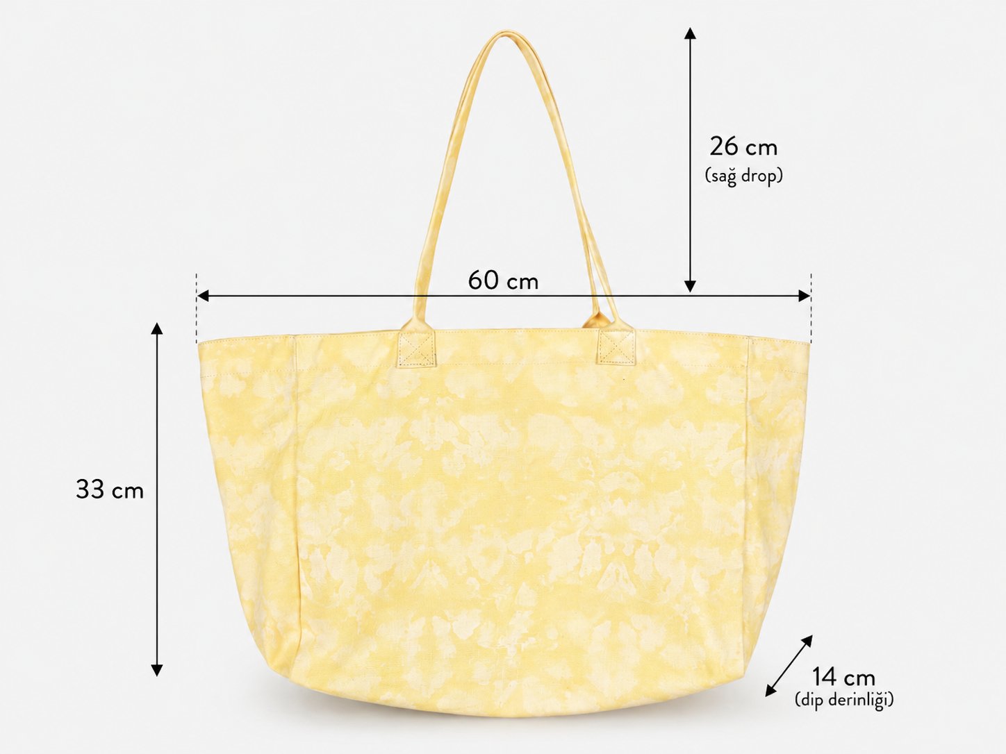 Icone Sarı Degrade Baskılı Kanvas Omuz Çantası, Degrade Plaj Çantası, Plaj Çantası, Beach Bag