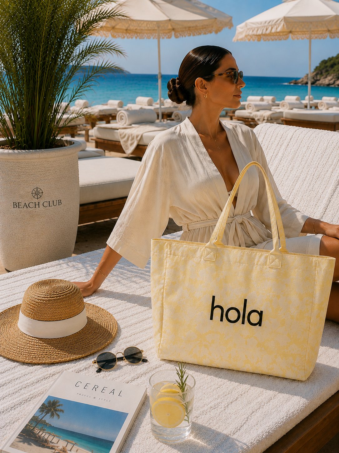 Icone Sarı Degrade Baskılı Kanvas Omuz Çantası, Degrade Plaj Çantası, Plaj Çantası, Beach Bag