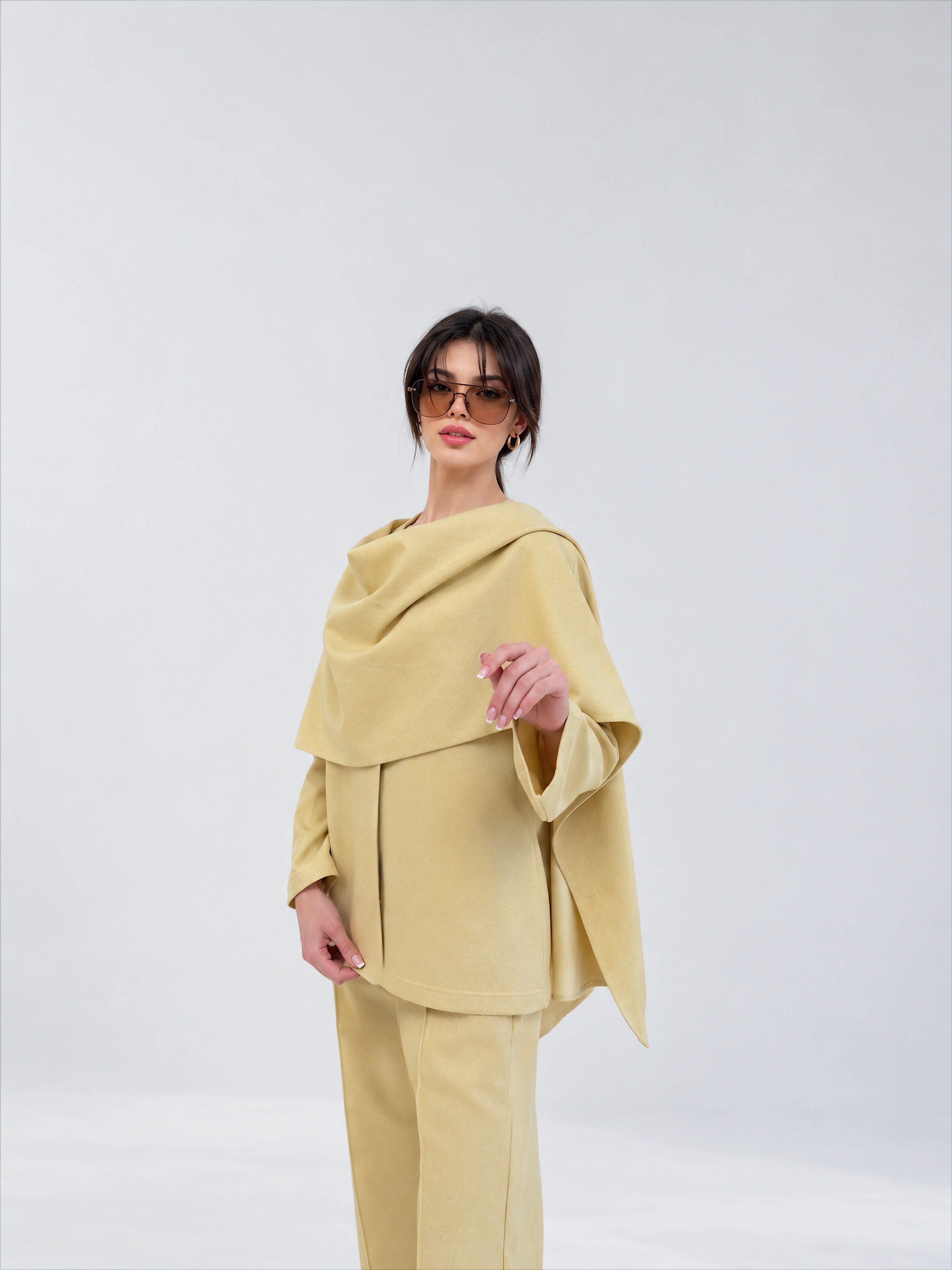 URBAN PELERİNLİ ÜST - ALTIN KREM