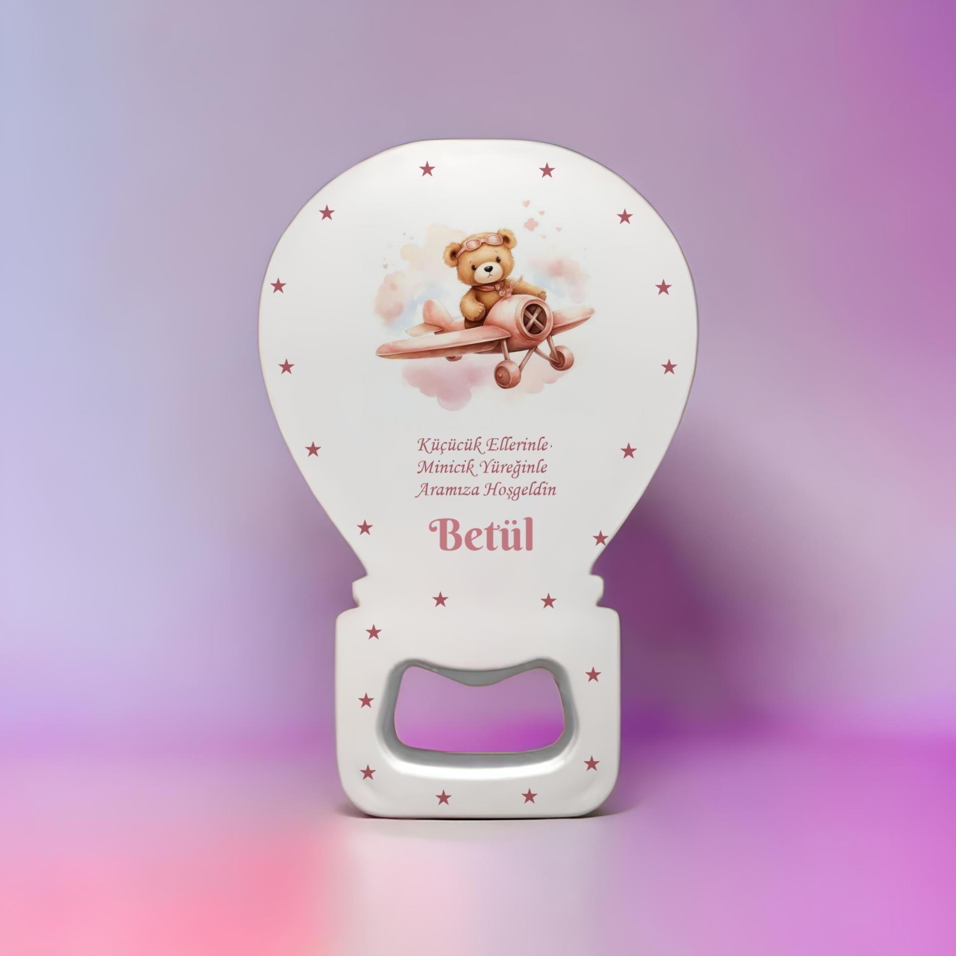 Kişiye Özel Yeni Doğan Açacak Balon Magnet Pembe Ayıcık Model 15 Adet