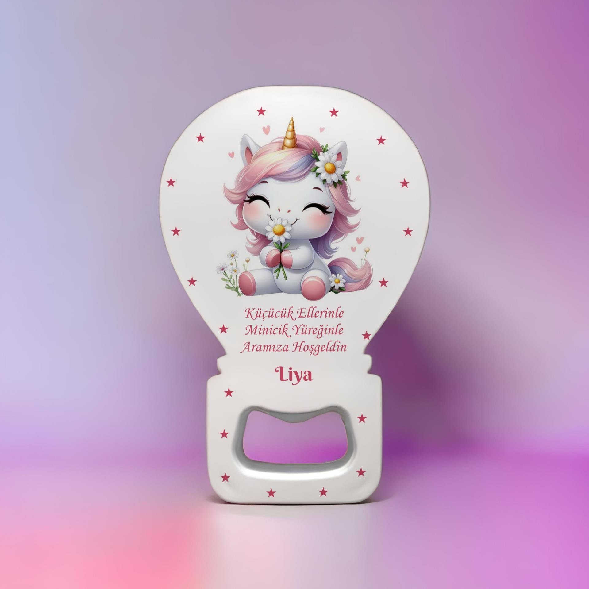 Kişiye Özel Yeni Doğan Açacak Balon Magnet Pembe Unicorn Modeli 15 Adet