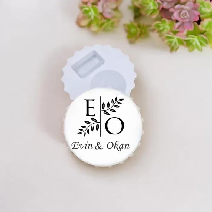 Düğün Hatırası Siyah Tasarımlı Gazoz Kapak Açacak Magnet 15 Adet