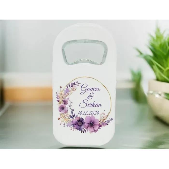 Mor Çiçek Tasarımlı Açacak Magnet 15 Adet