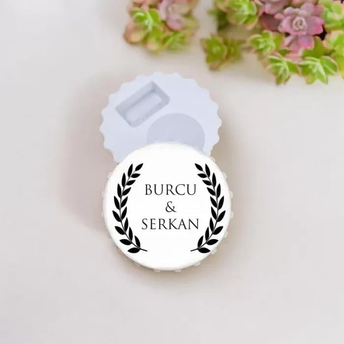 Nikah Hatırası Başak Tasarımlı Gazoz Kapak Açacak Magnet 15 Adet