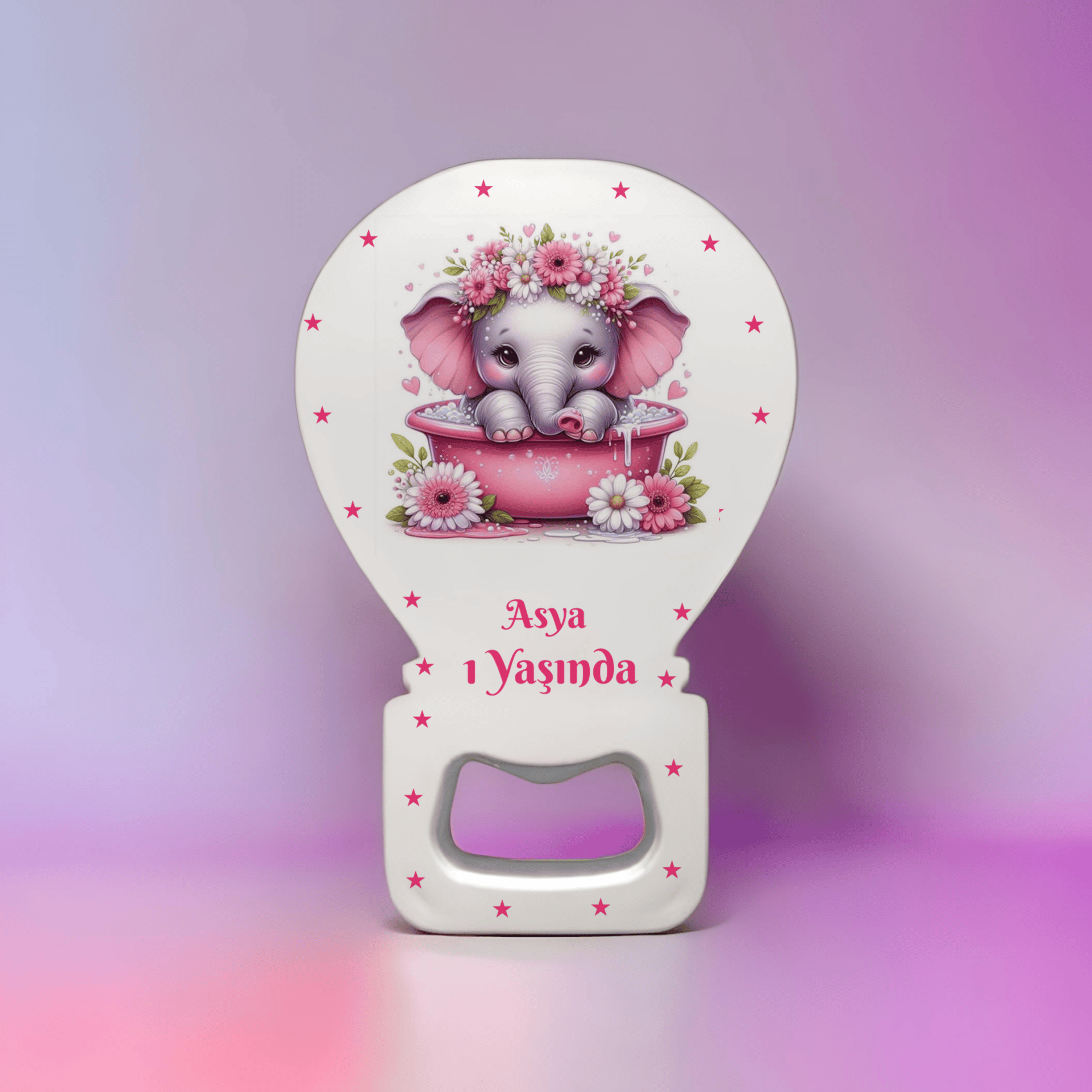 Kişiye Özel Yeni Doğan Açacak Balon Magnet Pembe Fil Modeli 15 Adet