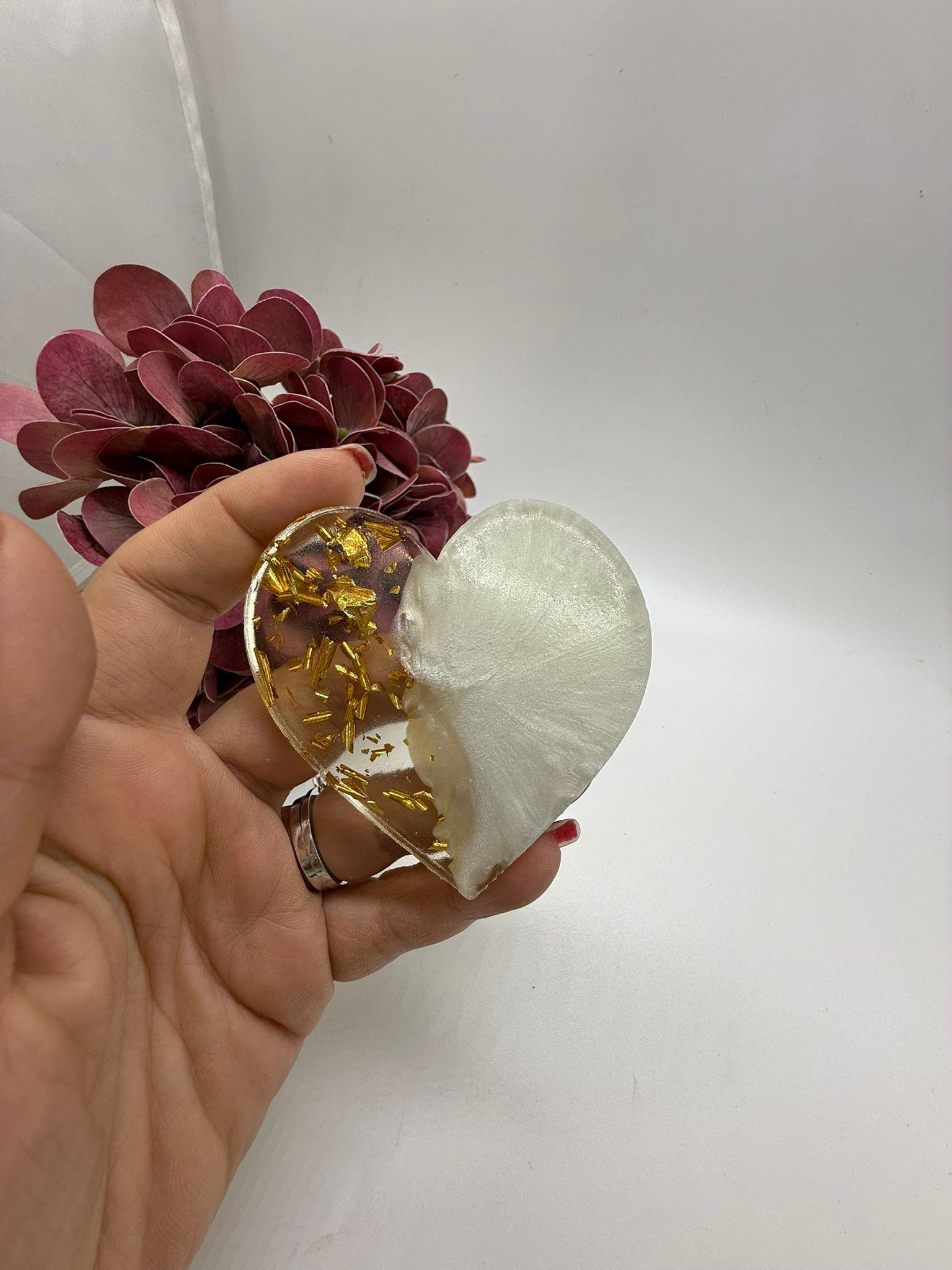 Gold Varaklı Kalp Epoksi (50 adet)