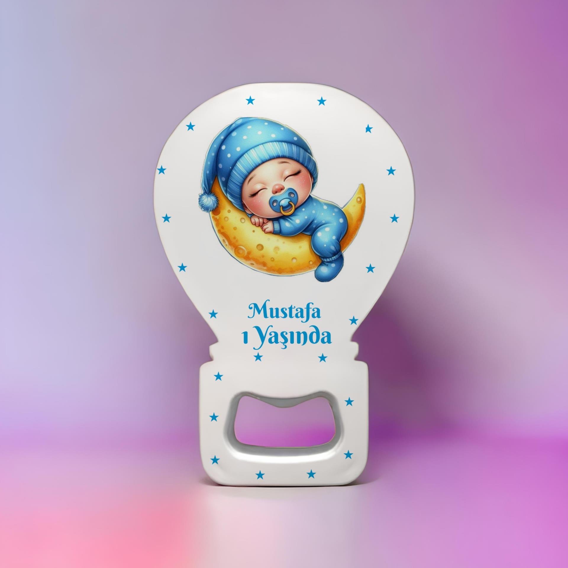 Kişiye Özel Yeni Doğan Açacak Balon Magnet Uyuyan Erkek Bebek Mavi Elbiseli Modeli 15 Adet