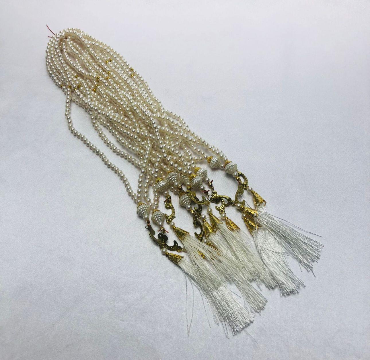 İNCİ KREM PÜSKÜLLÜ TESBİH 10 adet