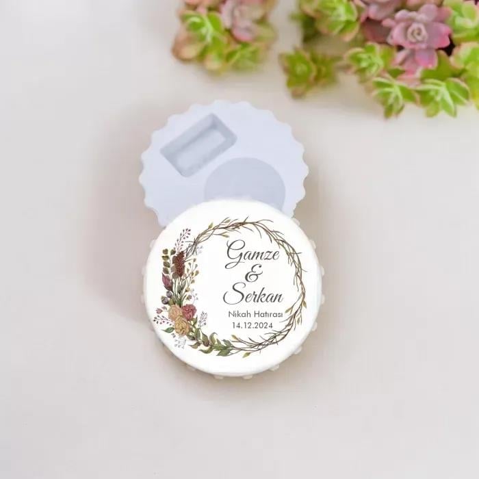 Nikah Hatırası Renkli Çiçek Tasarımlı Gazoz Kapak Açacak Magnet 15 Adet