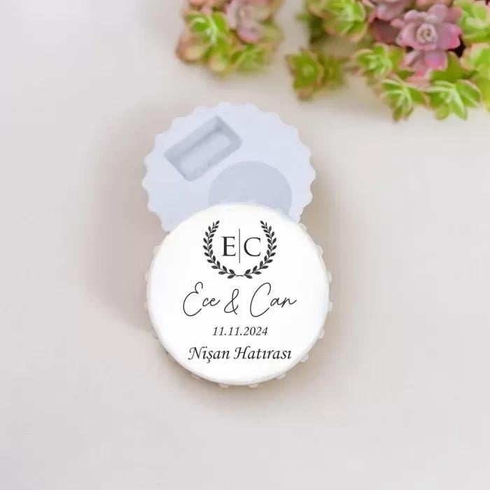 Nikah Hatırası Beyaz Tasarımlı Gazoz Kapak Açacak Magnet 15 Adet