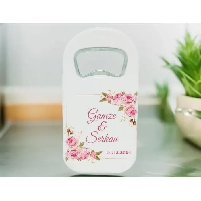 Pembe Çiçek Tasarımlı Açacak Magnet 15 Adet