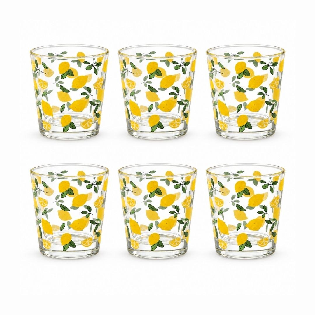Meşrubat Bardakları ve Sürahiler6 Lı Cam Bardak Limon Desenli 280 ml
