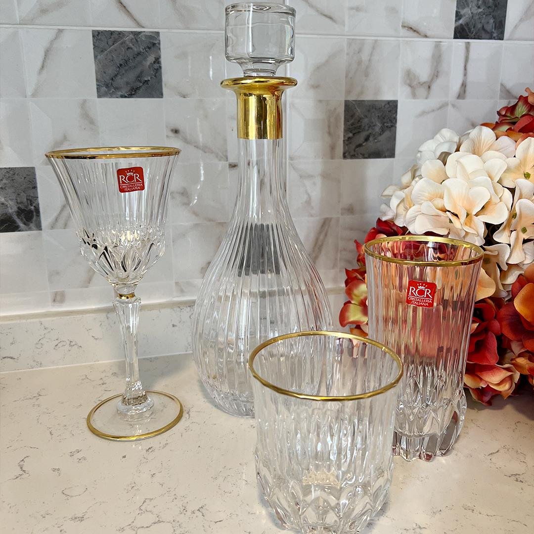 Glassware SetAdagio RCR Crystal Glass 37 Piece Glass Set - Gold