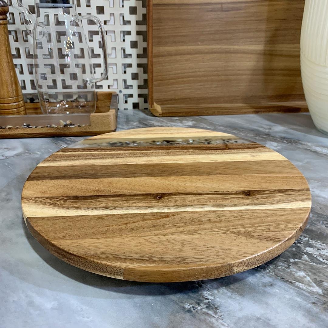Serving PlateAcacia Rotating Wooden Presentation Plate