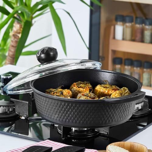 Amboss Kuvars Döküm Basık Tencere 30 cm