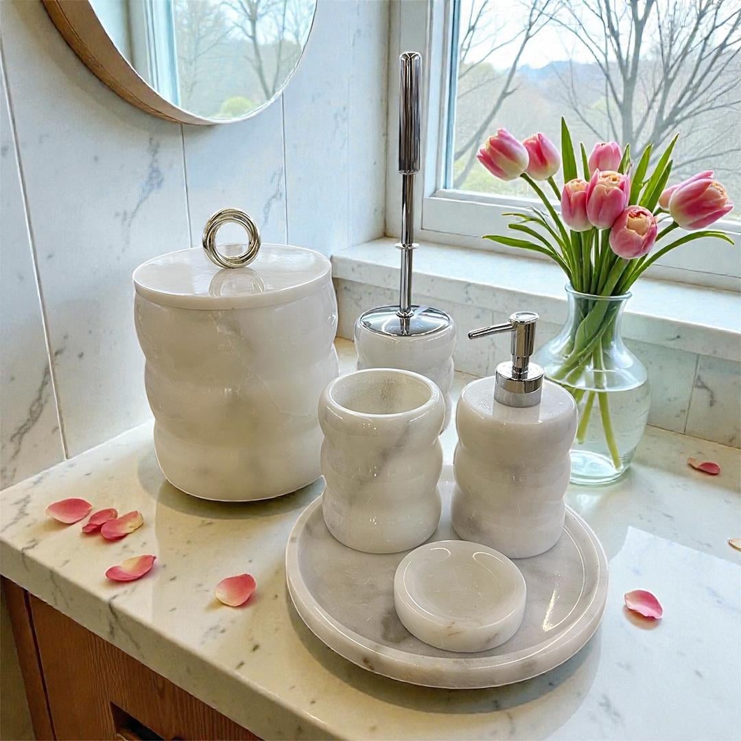 BathArch Coral 6 Piece Bathroom Set - Silver