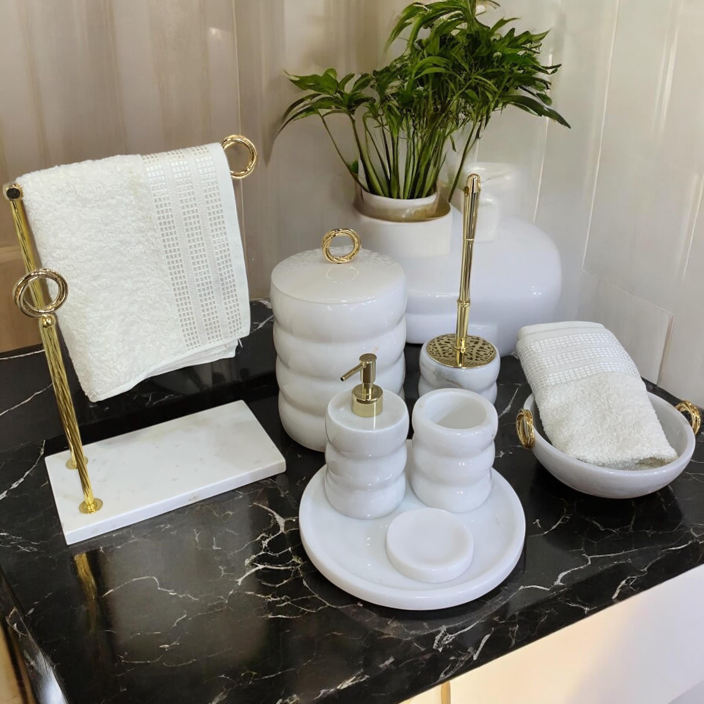 Mermer Banyo SetiArch Ring 8 Parça Banyo Seti - Gold