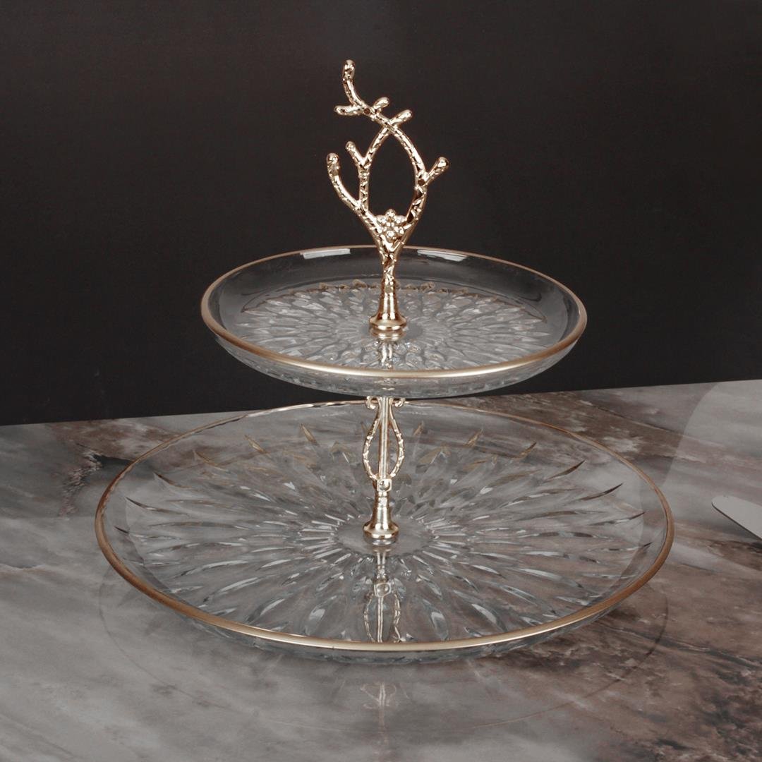 SunumlukArya 2 Katlı Sunum Tabağı - Silver