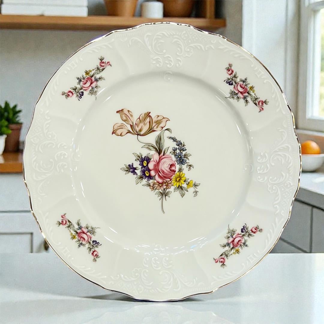 12 Kişilik Porselen Yemek TakımlarıBernadotte Czech Republic Eternal 77 Piece Dinner Set Gold