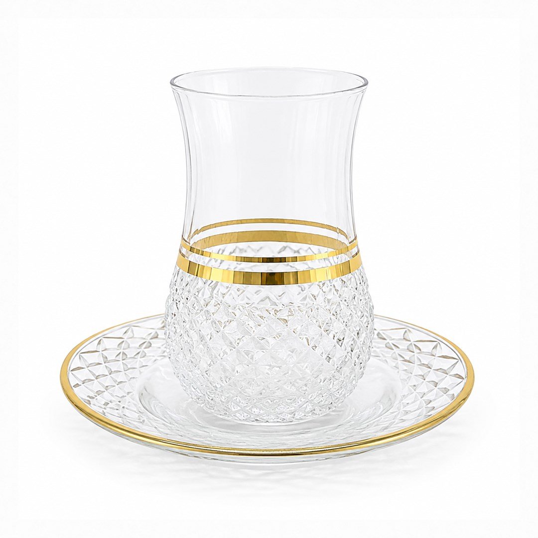 Çay BardaklarıBohem 6 Lı Çay Seti Gold