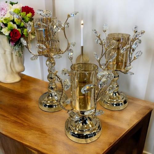 Branch Kristal 3 Lü Şamdan - Gold