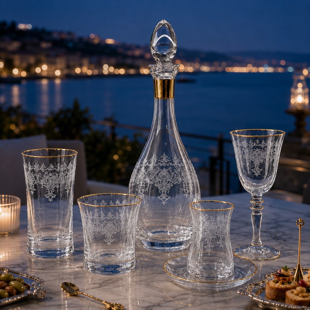 Bardak SetleriButik Kristal 61 Parça Bardak Seti Gold