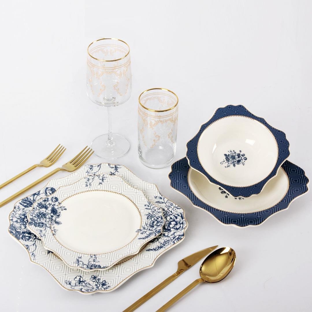 Dinner Set for 6Dentelle Porcelain 24 Piece Dinner Set for 6 People