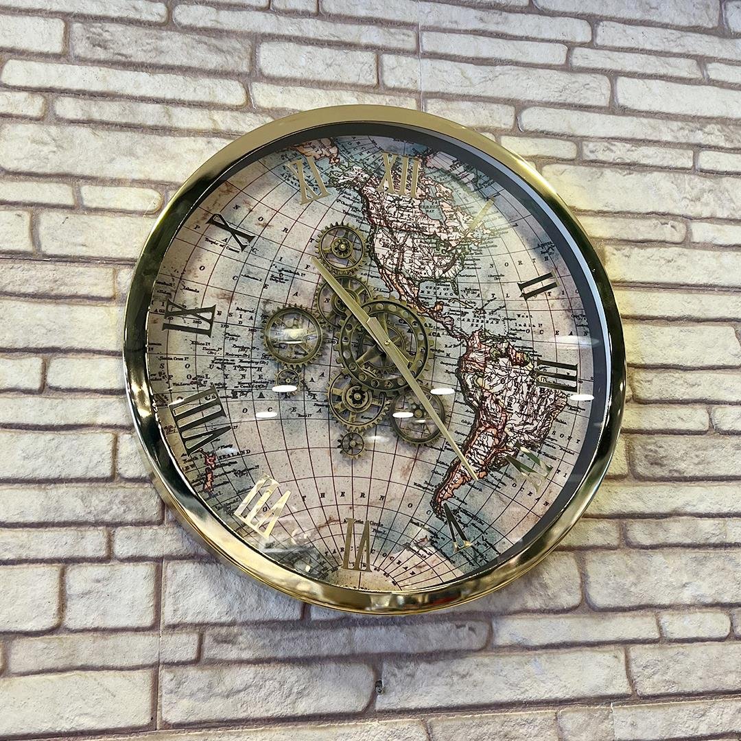 Dekoratif SaatEarth Çarklı Saat Gold
