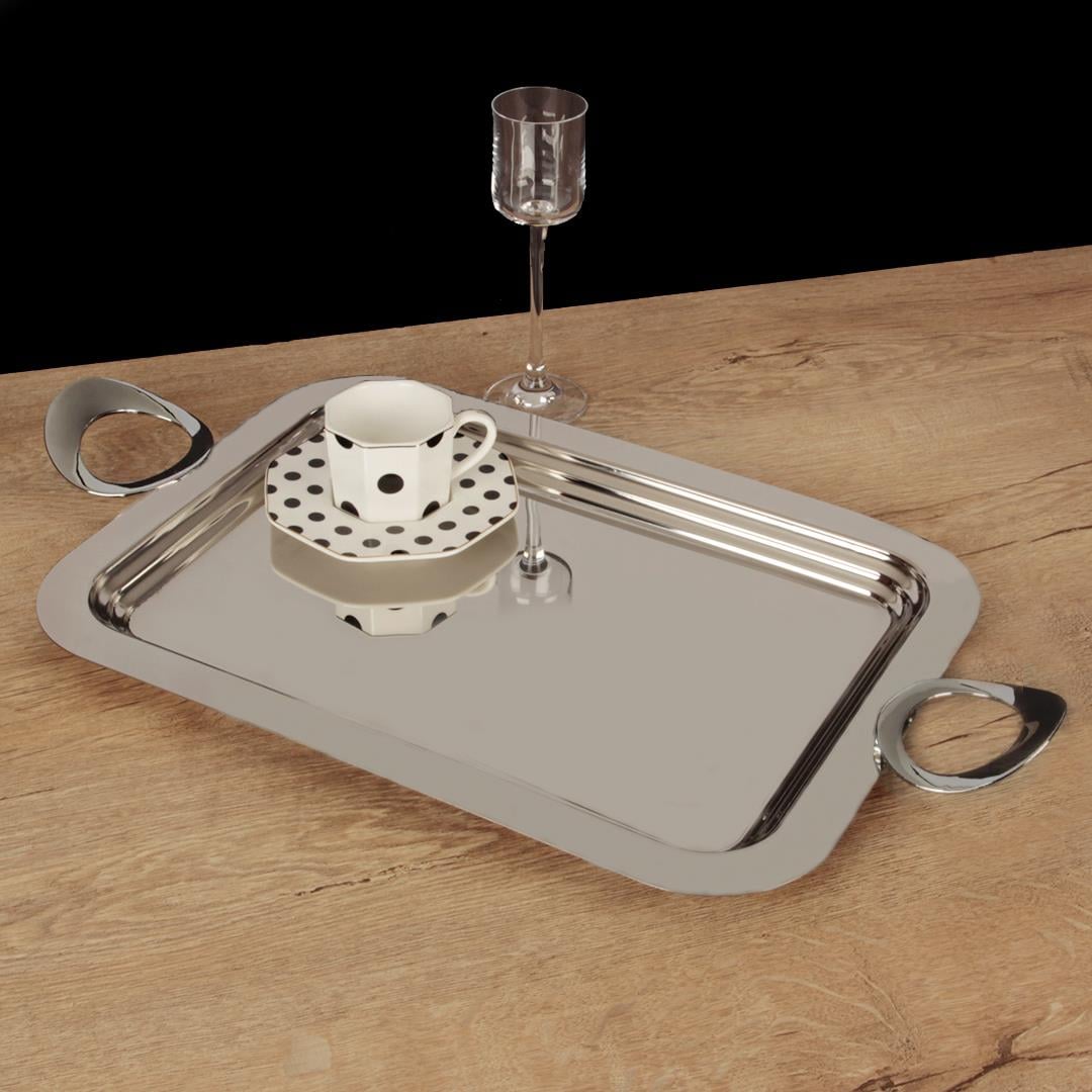 TepsiElit Medium Çelik Tepsi - Silver Kulp