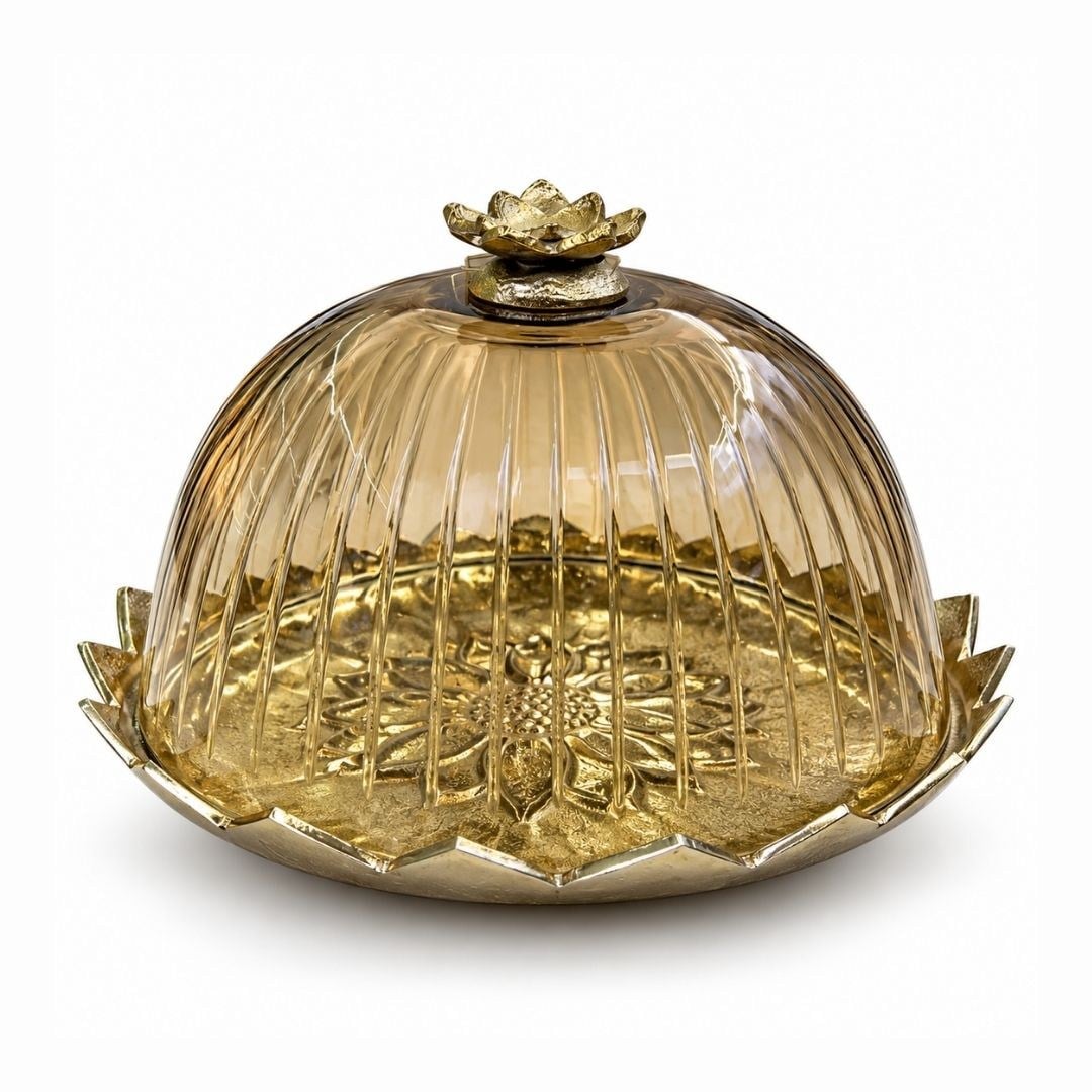 Sunum TabaklarıFiore Pasta Fanusu Gold 30 cm