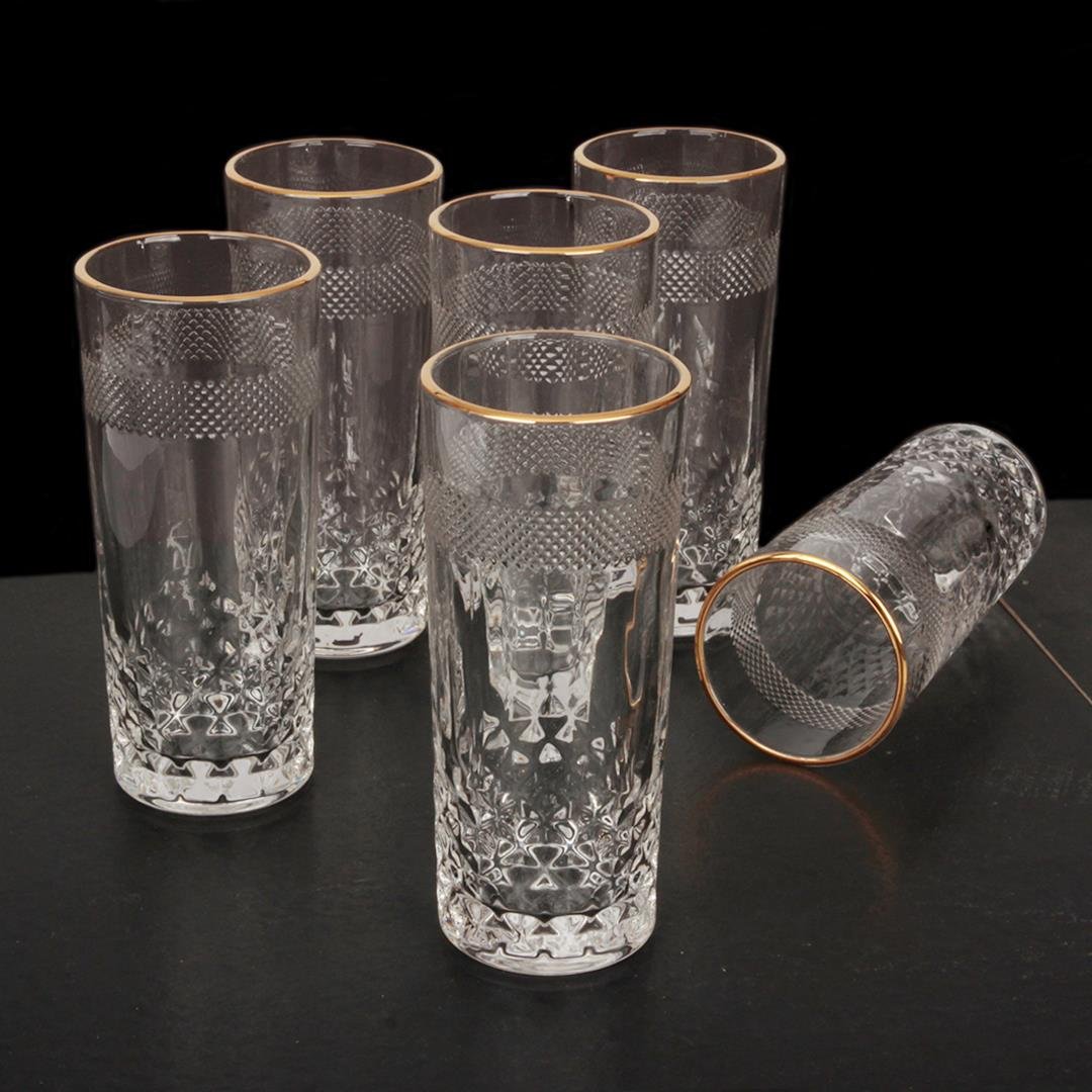 Drink GlassesGrid 6-Piece Glass Soft Drink Cup - Gilded