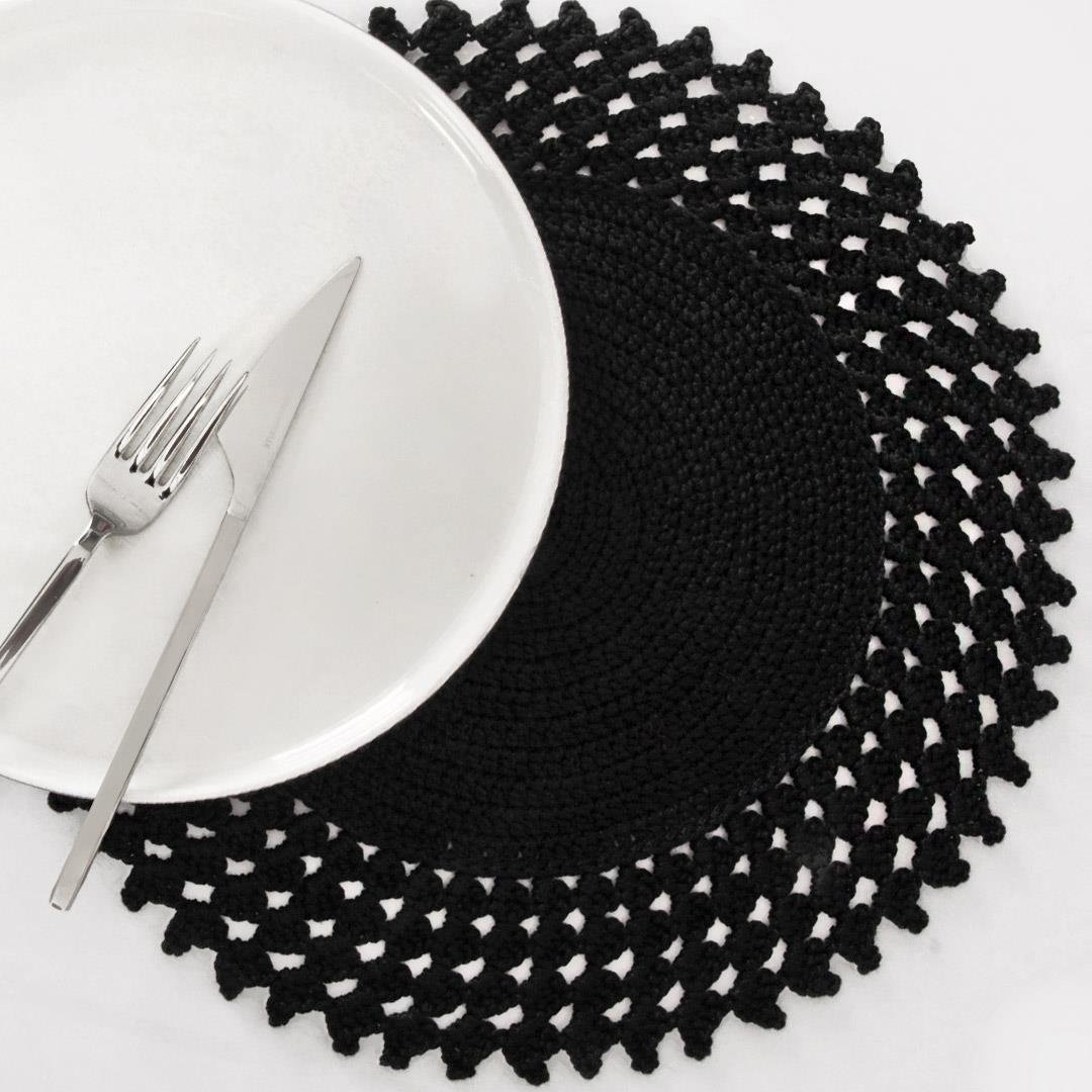 SuplaHandicraft Servis Tabak Altlığı - 6 Adet Supla Siyah