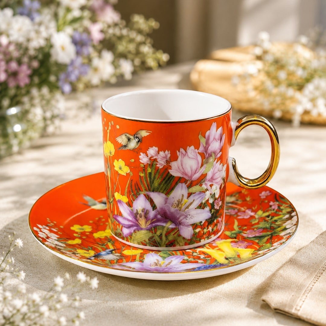 Coffee CupJoy Carmen Botanica Turuncu 6 Lı Kahve Fincan Takımı