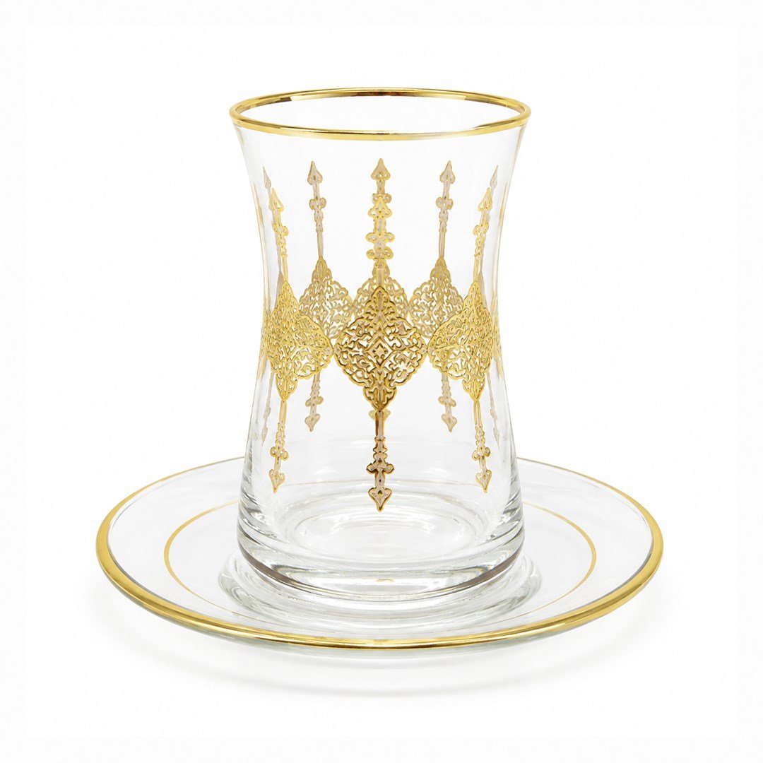 Çay BardaklarıKemer 6 Lı Çay Seti Gold
