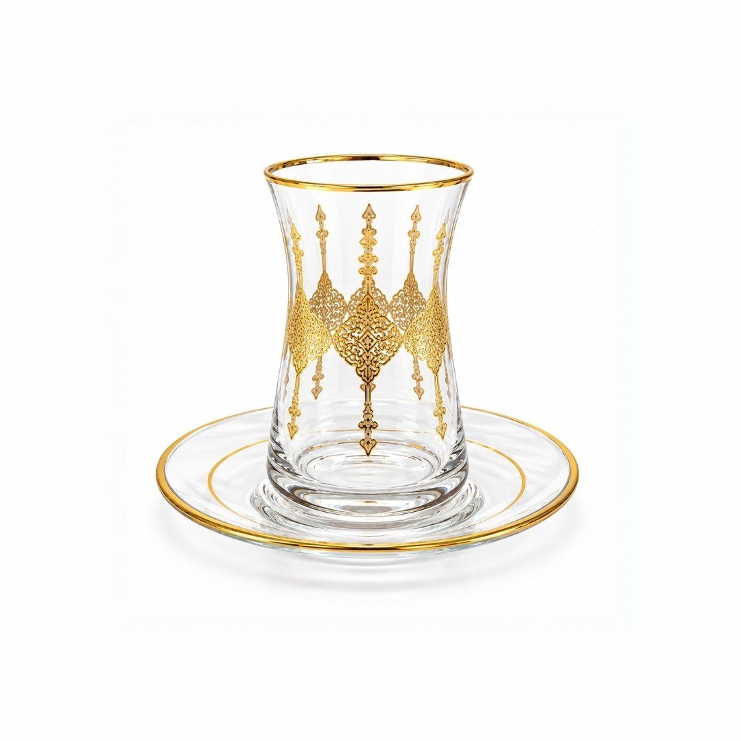 Çay BardaklarıKemer 6 Lı Çay Seti Gold