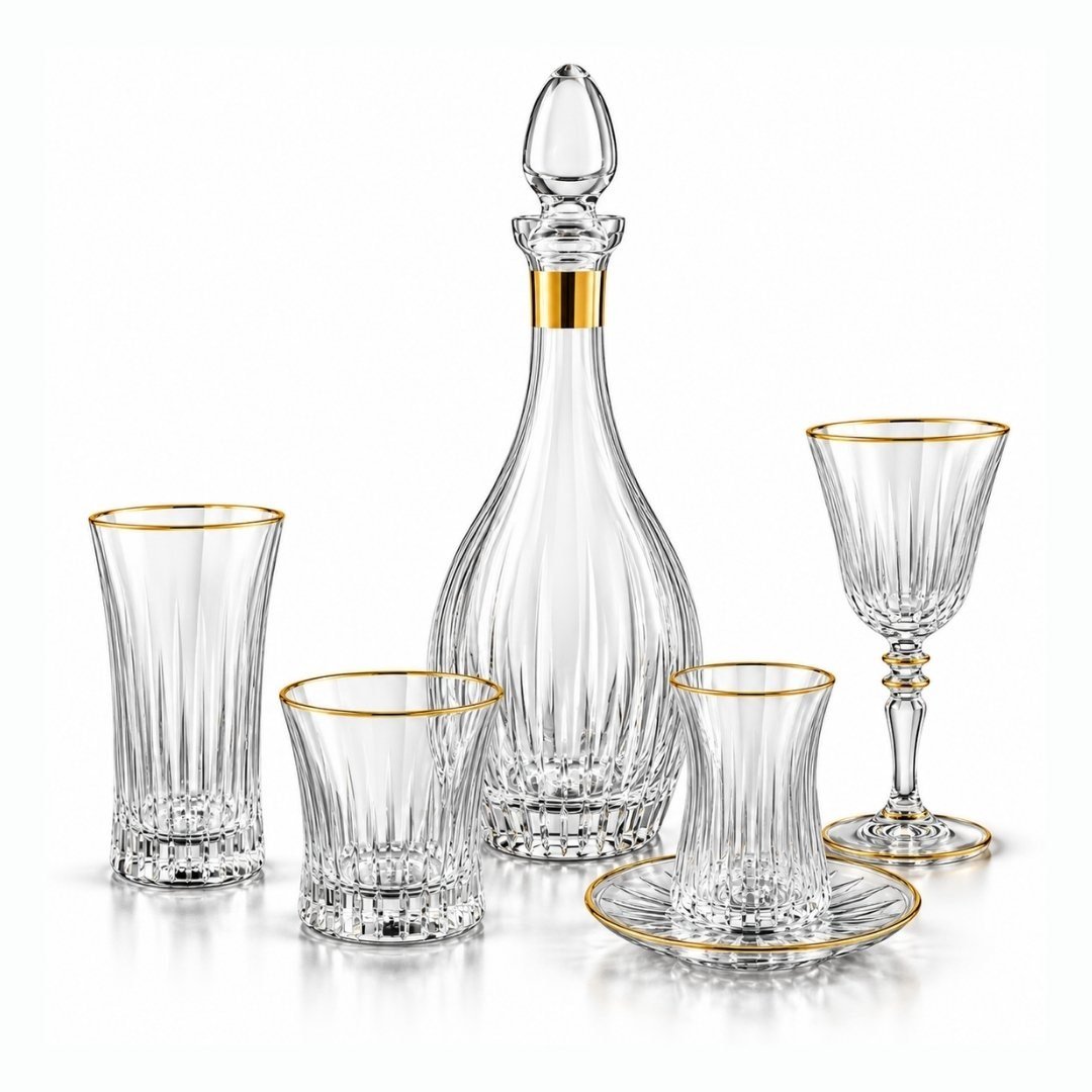 Bardak SetleriLight Kristal 61 Parça Bardak Seti Gold