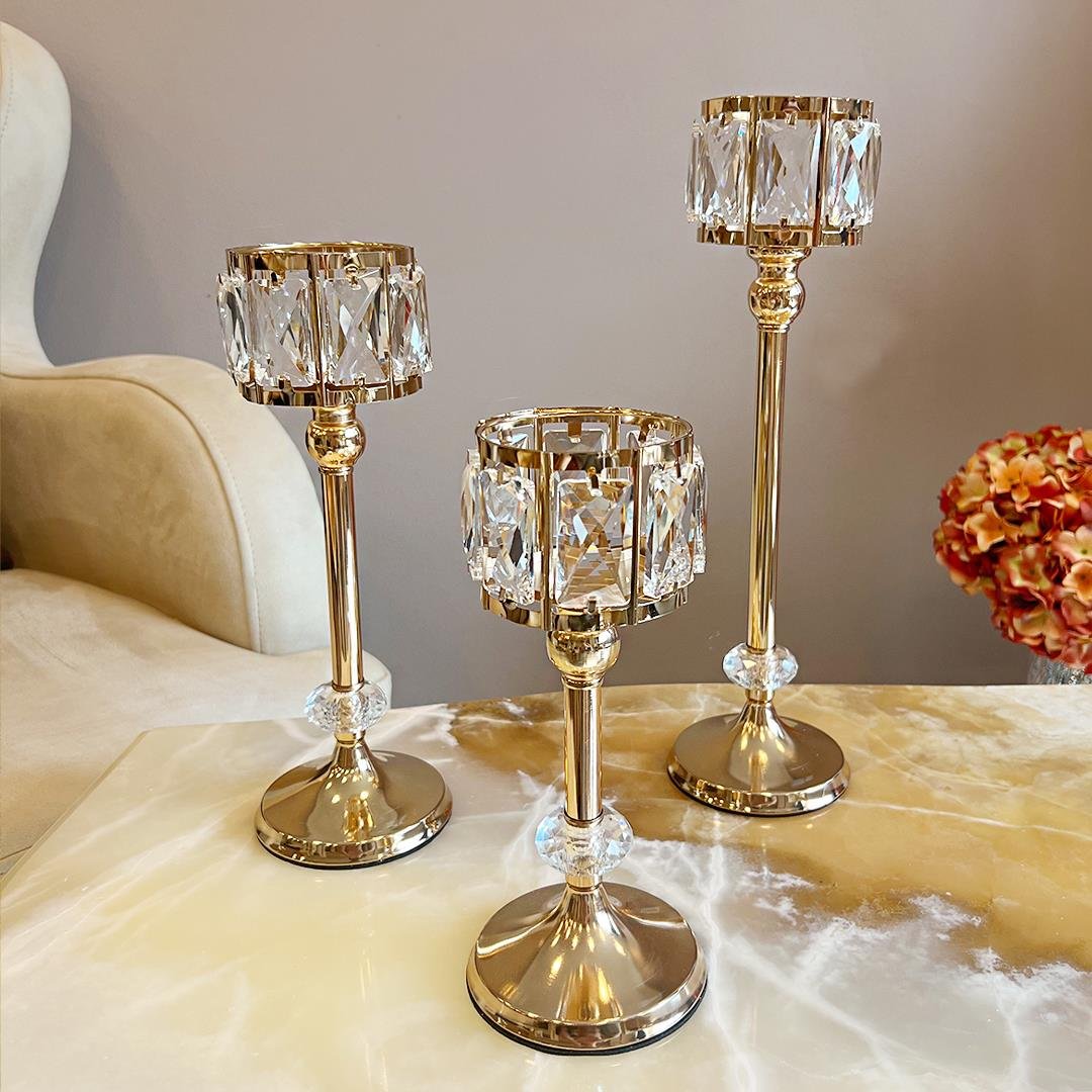 ŞamdanLonger 3 Lü Şamdan - Gold
