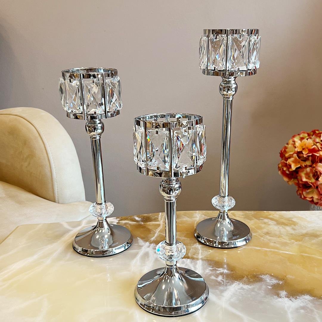 ŞamdanLonger 3 Lü Şamdan - Silver