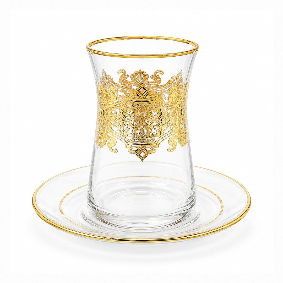 Çay BardaklarıLotus 6 Lı Çay Seti Gold