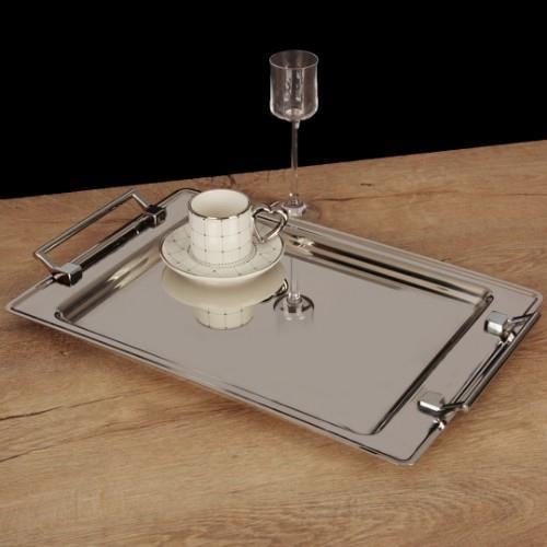 Luxury Steel Tray - Silver Handle