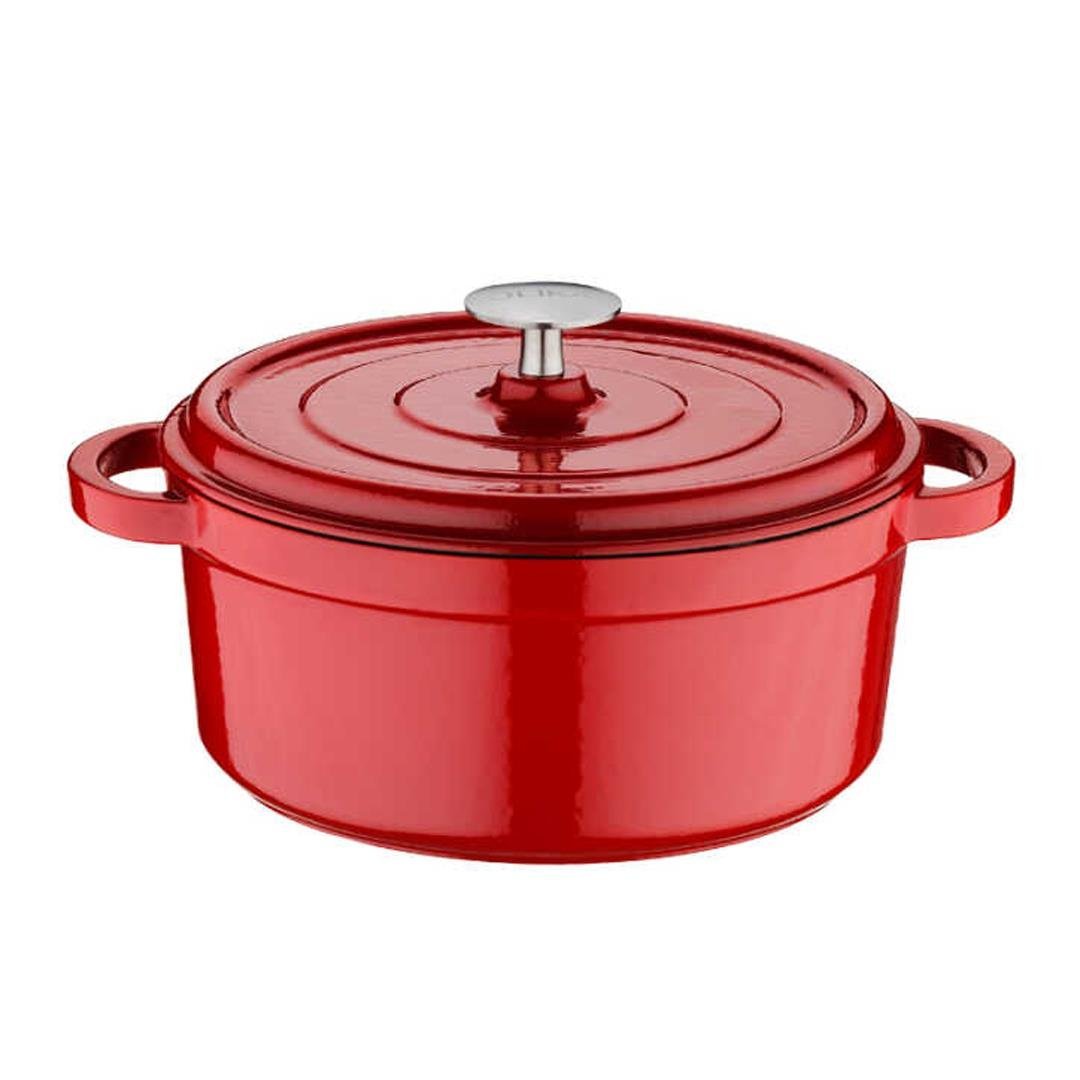 Cooker & PanOlika Iron Demir Döküm Derin Tencere 28 cm - Kırmızı