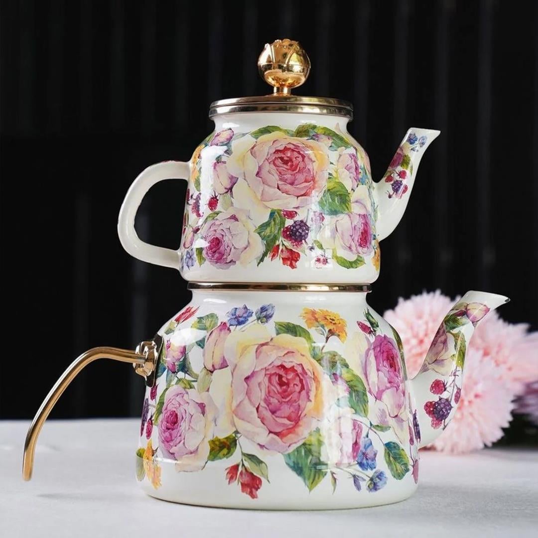 Tea KettleRose Deluxe Emaye Çaydanlık