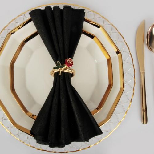 Royal Mademoiselle Rose 6 Lı Peçete Yüzüğü - Gold