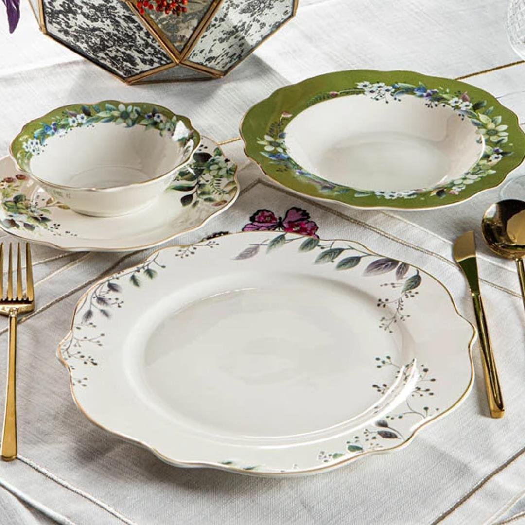 6 Kişilik Yemek TakımıRoyking Green Garden Bone Porselen 24 Parça 6 Kişilik Yemek Takımı