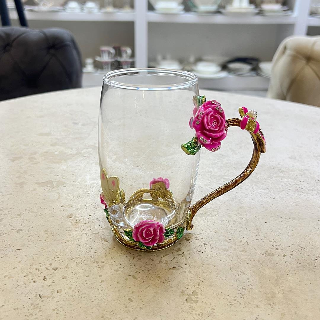 Tea GlassesRoyking Pink Rose Cam Kupa - Büyük Boy