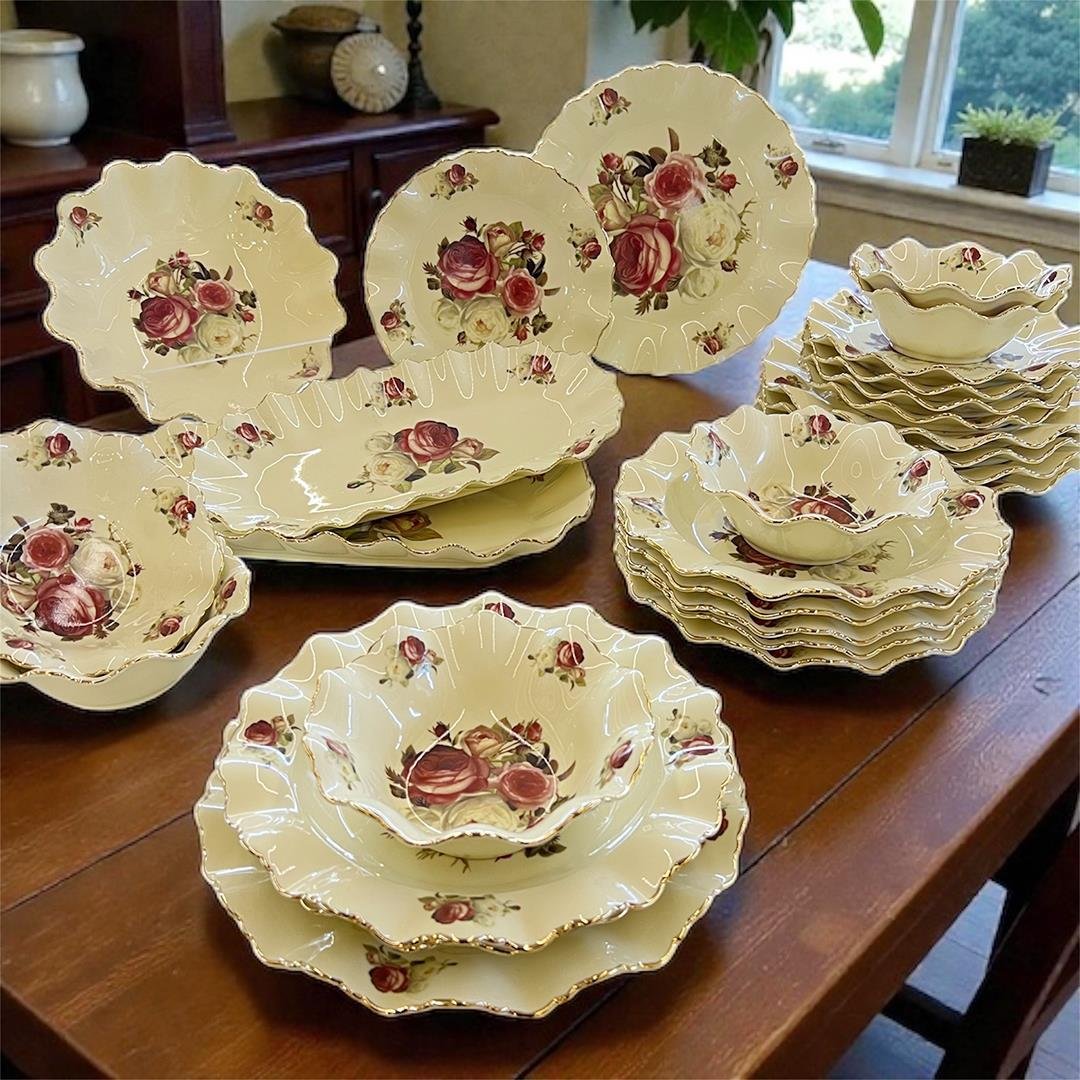 12 Kişilik Porselen Yemek TakımlarıRoyking Rose 55 Parça Yemek Takımı