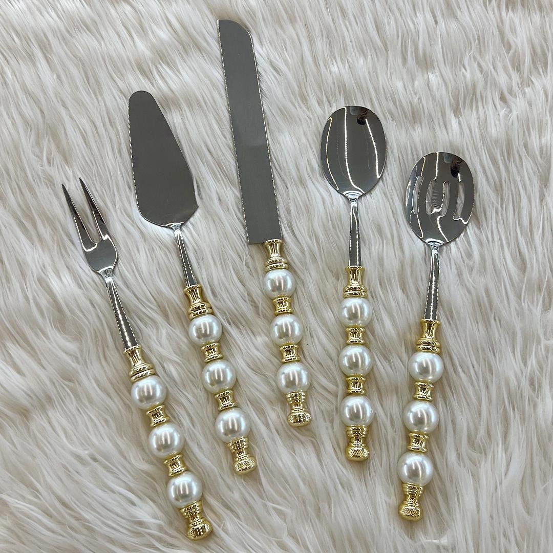 Tableware Serving SetRoyking Sedefli 5 Parça Servis Seti - Gold